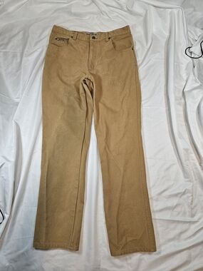 Men's Straight Tan Jeans — Classic Straight Fit Heavyweight Work Wear Utility